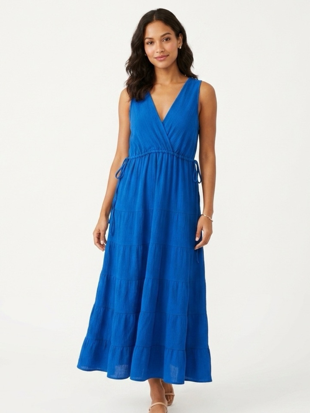 Max Studio Blue Sleeveless V-Neck Maxi Dress (size - XL)